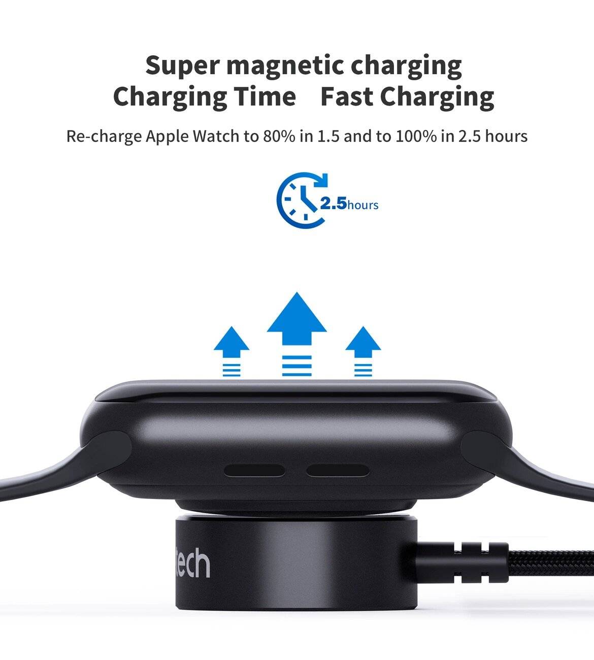Choetech T319 MFI 5W kabelloses Ladegerät Apple Watch + USB-C-Kabel – Schwarz