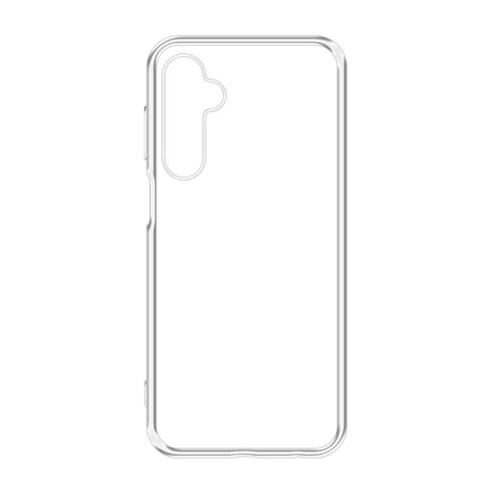 Durchsichtige Handyhülle mit Aussparungen für Kamera, Tasten und Anschlüsse, entwickelt für ein bestimmtes Smartphone-Modell.