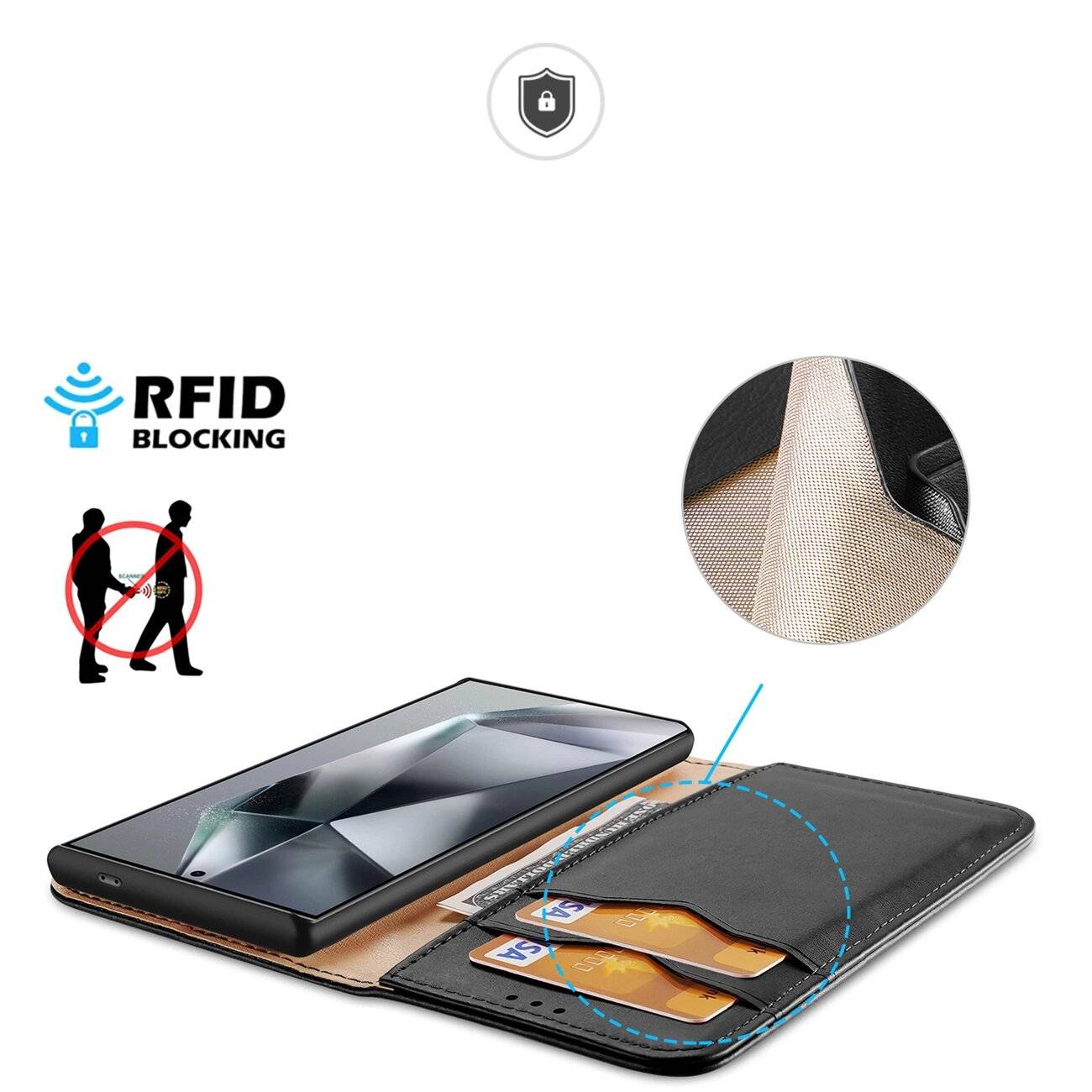 Dux Ducis Hivo Hülle Klappe RFID-Blockierung Samsung S24 Galaxy Ultra – Schwarz