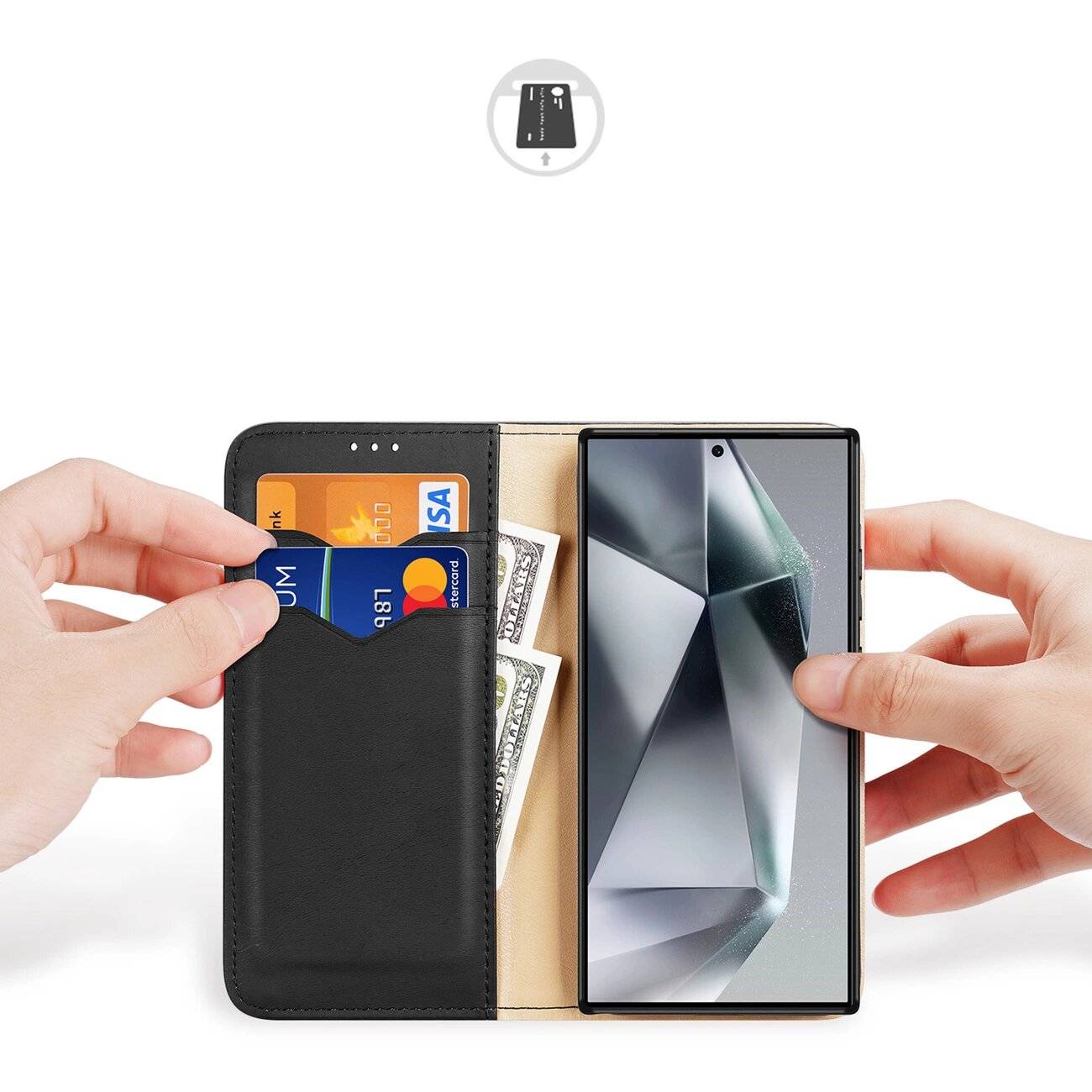 Dux Ducis Hivo Hülle Klappe RFID-Blockierung Samsung S24 Galaxy Ultra – Schwarz