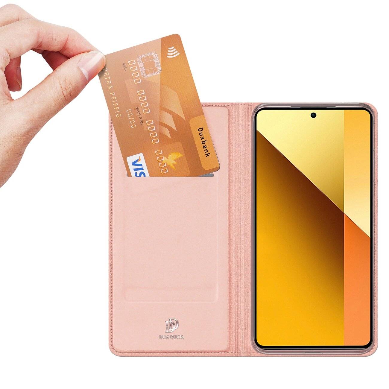 Dux Ducis Skin Pro Hülle Klappe Kartenfach Xiaomi Redmi Note 13 5G – Pink