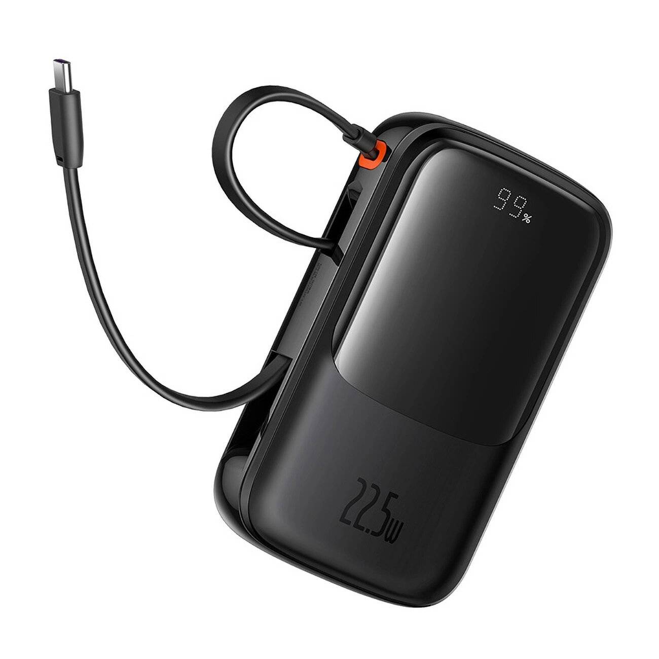 Baseus Qpow Pro+ 10000 mAh 22,5 W Powerbank integriertem USB-C-Kabel Display – Schwarz