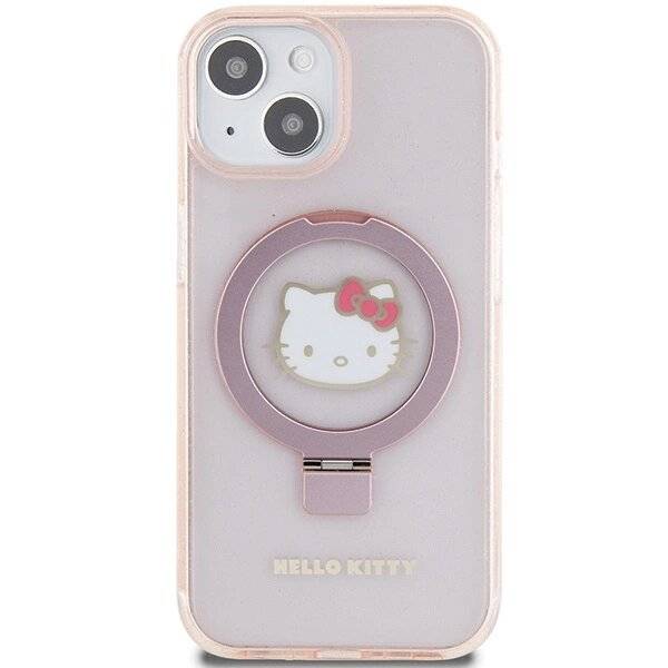 Hello Kitty Ringständer Glitzer Electrop Logo MagSafe Hülle iPhone 15/14/13 – Pink