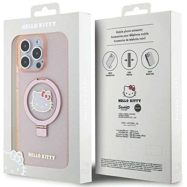 Hello Kitty Ringständer Glitzer Electrop Logo MagSafe Hülle iPhone 15 Pro Max – Pink
