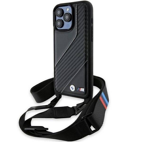 BMW M Edition Carbon Stripe & Strap Hülle iPhone 15 Pro – Schwarz