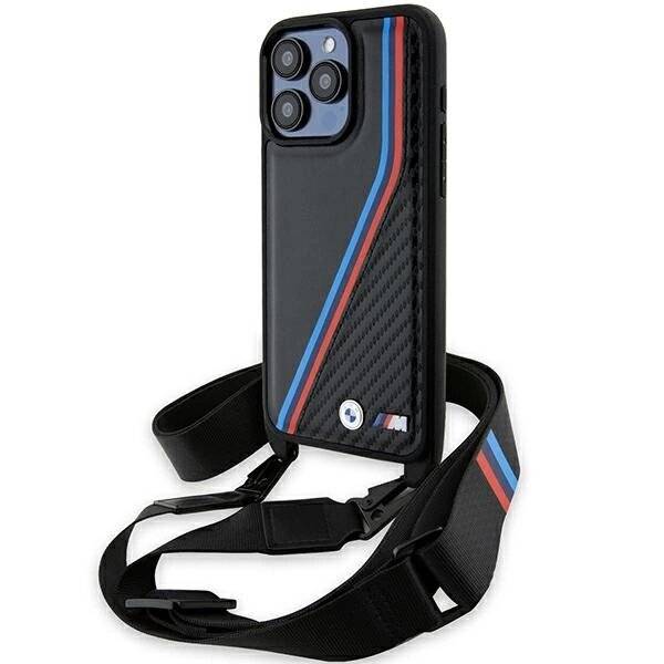 BMW M Edition Carbon Tricolor Lines & Strap Hülle iPhone 15 Pro Max – Schwarz