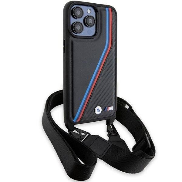 BMW M Edition Carbon Tricolor Lines & Strap Hülle iPhone 15 Pro Max – Schwarz