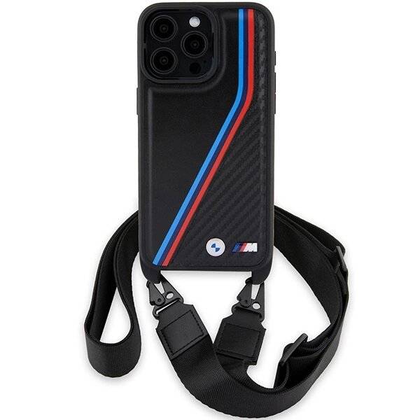 BMW M Edition Carbon Tricolor Lines & Strap Hülle iPhone 15 Pro – Schwarz