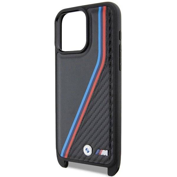 BMW M Edition Carbon Tricolor Lines & Strap Hülle iPhone 15 Pro Max – Schwarz