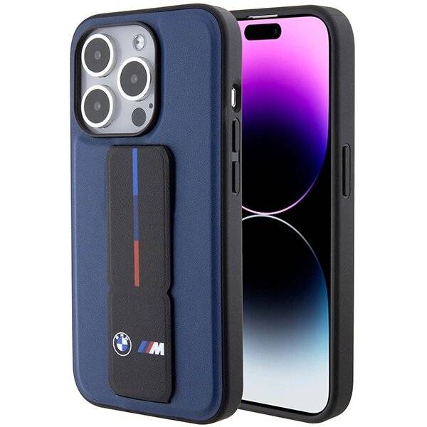 BMW M Grip Stand Bicolor Hülle iPhone 15 Pro – Marineblau