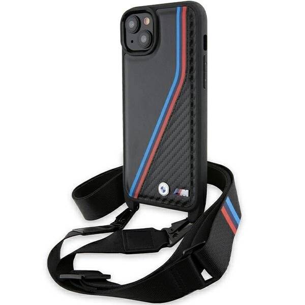 BMW M Edition Carbon Tricolor Lines & Strap Hülle iPhone 15 Plus / 14 – Schwarz