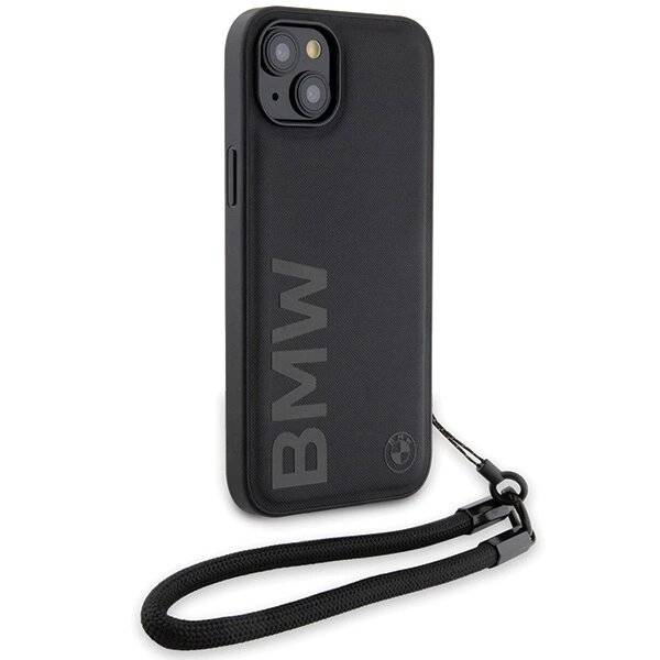 BMW Signature Leder-Wordmark-Cord-Hülle iPhone 15/14/13 – Schwarz