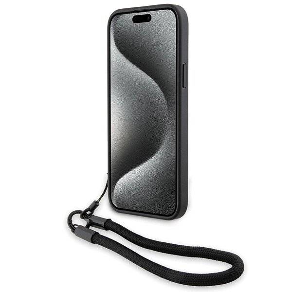 BMW Signature Leder-Wordmark-Cord-Hülle iPhone 15 Plus / 14 – Schwarz