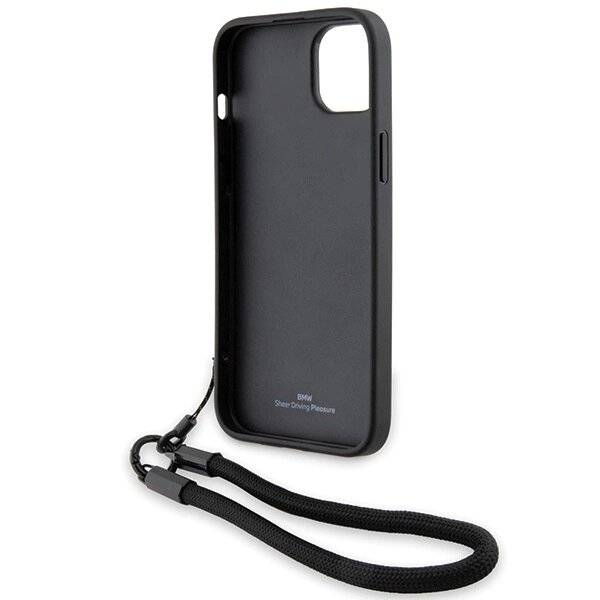 BMW Signature Leder-Wordmark-Cord-Hülle iPhone 15/14/13 – Schwarz
