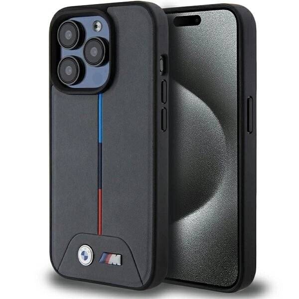 BMW M Quilted Tricolor MagSafe Hülle iPhone 15 Pro – Grau