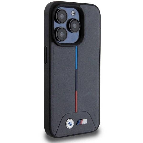 BMW M Quilted Tricolor MagSafe Hülle iPhone 15 Pro – Grau