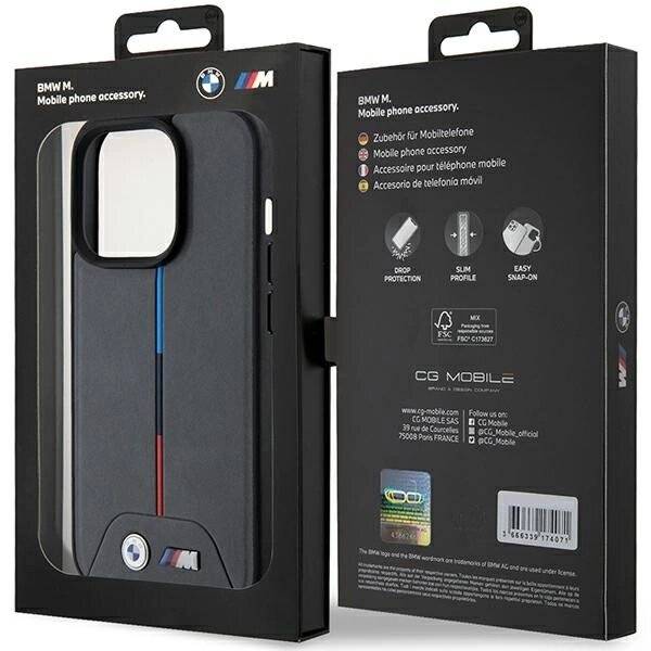 BMW M Quilted Tricolor MagSafe Hülle iPhone 15 Pro – Grau
