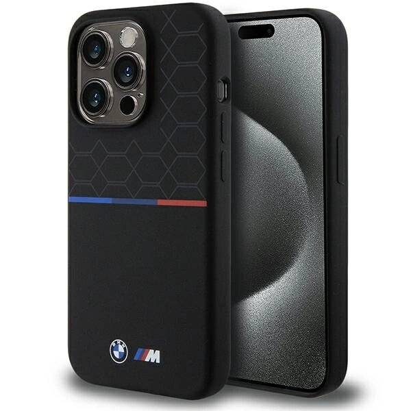 BMW M Silicone Pattern MagSafe Hülle iPhone 15 Pro – Schwarz