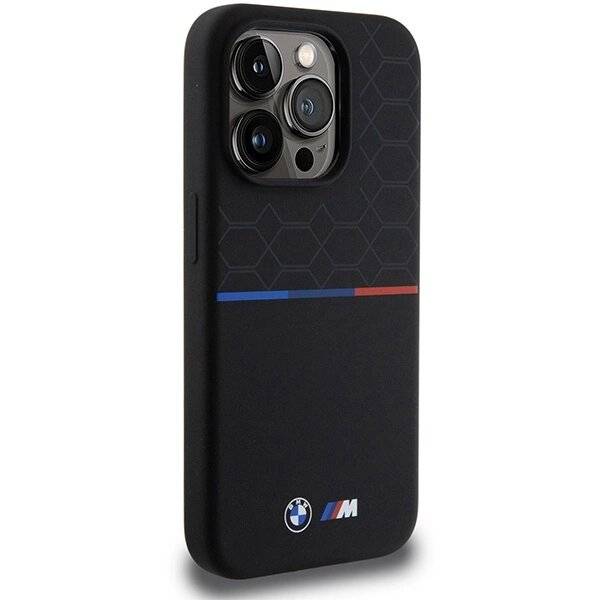 BMW M Silicone Pattern MagSafe Hülle iPhone 15 Pro – Schwarz