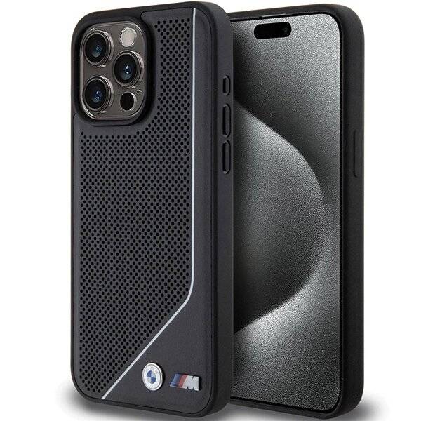 BMW Perforated Twisted Line MagSafe Hülle iPhone 15 Pro Max – Schwarz