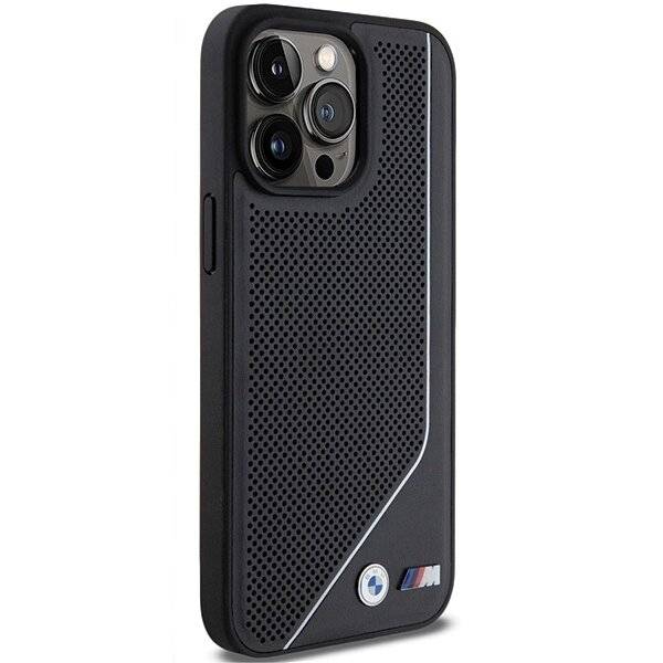 BMW Perforated Twisted Line MagSafe Hülle iPhone 15 Pro Max – Schwarz