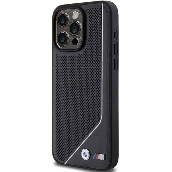 BMW Perforated Twisted Line MagSafe Hülle iPhone 15 Pro – Schwarz