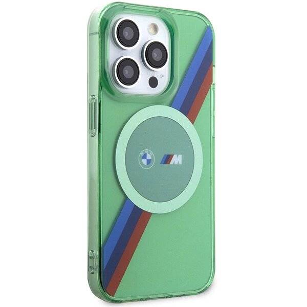BMW M Tricolor Stripes MagSafe Hülle iPhone 15 Pro – grün
