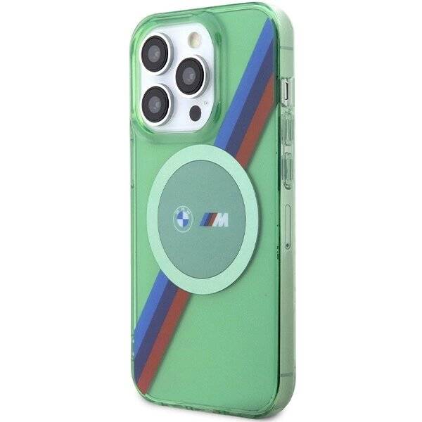 BMW M Tricolor Stripes MagSafe Hülle iPhone 15 Pro – grün