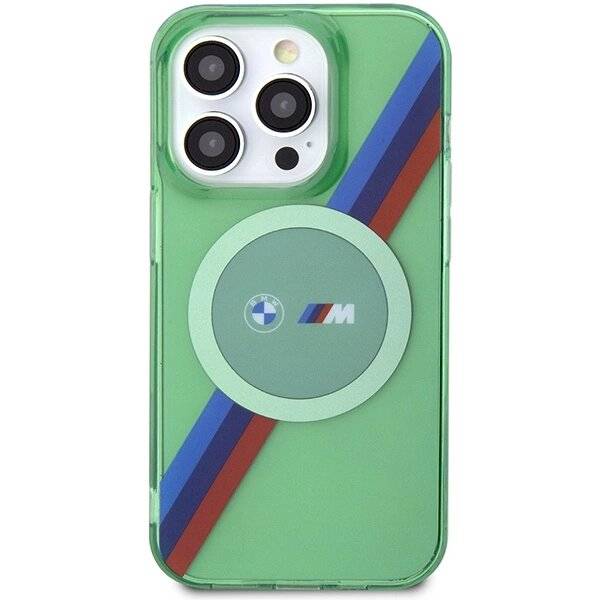BMW M Tricolor Stripes MagSafe Hülle iPhone 15 Pro – grün