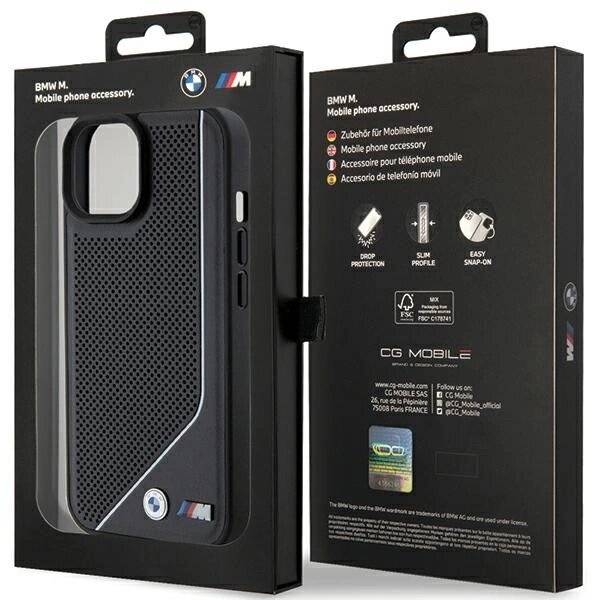 BMW Perforierte Twisted Line MagSafe Hülle iPhone 15/14/13 – Schwarz