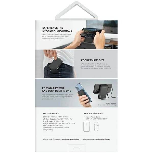 Powerbank Uniq Hoveo magnetisch 5000mAh USB-C 20W PD - Lila