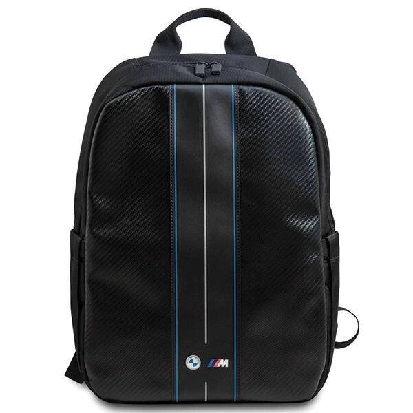 BMW Carbon & Blue Stripe Rucksack einen 16-Zoll-Laptop – Schwarz