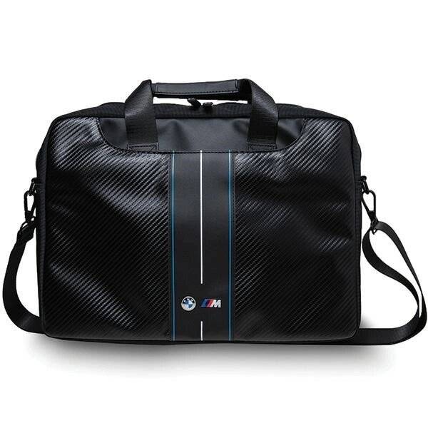 BMW Carbon & Blue Stripe Tasche einen 16-Zoll-Laptop – Schwarz