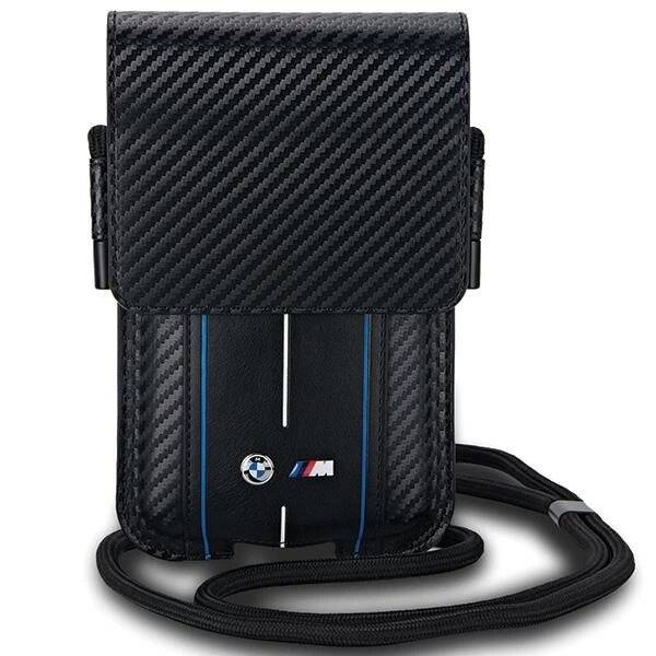 BMW Carbon & Blue Stripe Handytasche – Schwarz