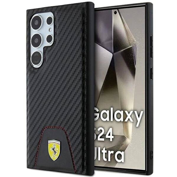 Ferrari Carbon Stitched Bottom Case Samsung Galaxy S24 Ultra – Schwarz