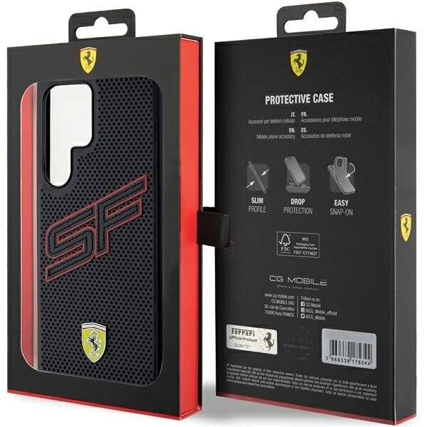 Ferrari Big SF Perforierte Hülle Samsung Galaxy S24 Ultra – Schwarz