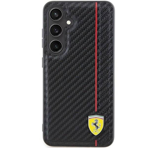 Ferrari Carbon Printed Line Hülle Samsung Galaxy S24+ - Schwarz