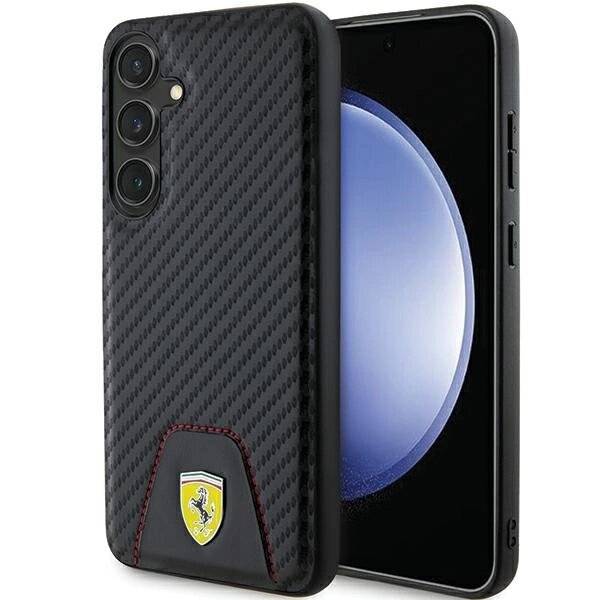 Ferrari Carbon Stitched Bottom Case Samsung Galaxy S24+ – Schwarz