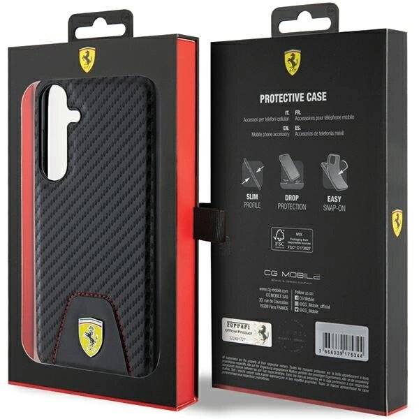 Ferrari Carbon Stitched Bottom Case Samsung Galaxy S24+ – Schwarz