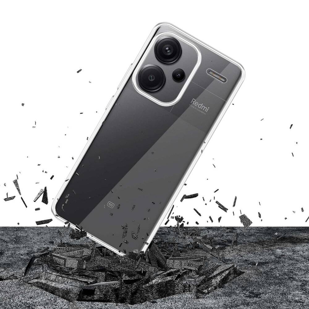 Ein Smartphone mit Dual-Kamera-System schwebt über einer gerissenen Oberfläche und betont damit die Haltbarkeit.