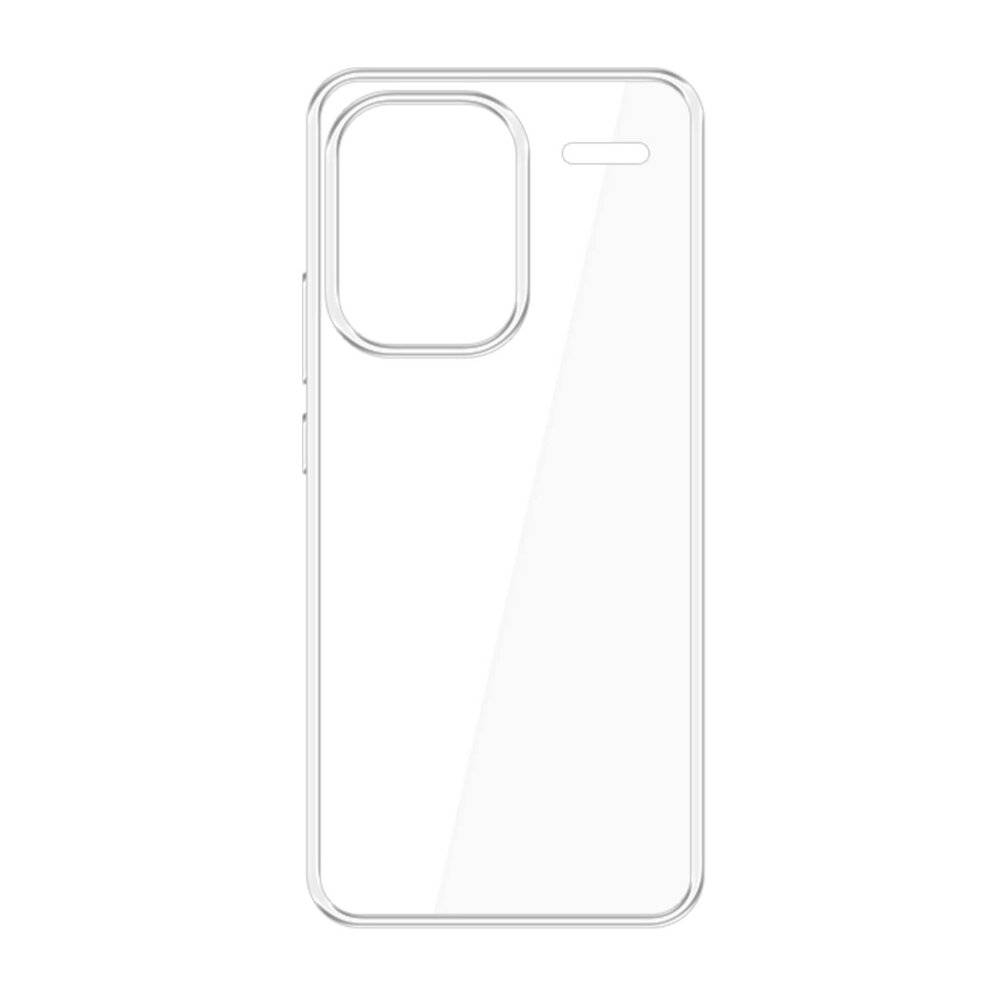 Ein transparentes Handyhülle für ein Smartphone mit großem Kameraausschnitt und seitlichen Tastenöffnungen.