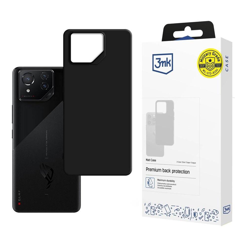 Ein Smartphone neben seinem schwarzen Schutzhülle und Verpackungskarton. Der Karton zeigt die Hülle mit dem Text „Premium back protection