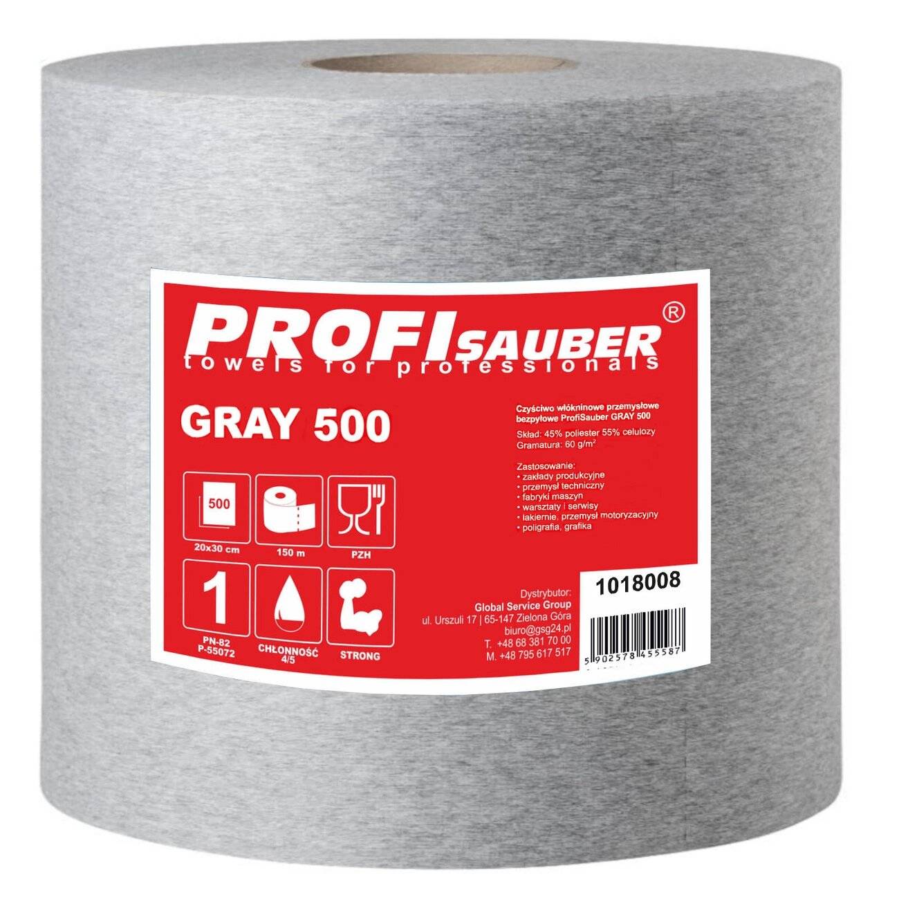 Graues Industrie-Reinigungstuch Vliesstoff ProfiSauber GREY 500