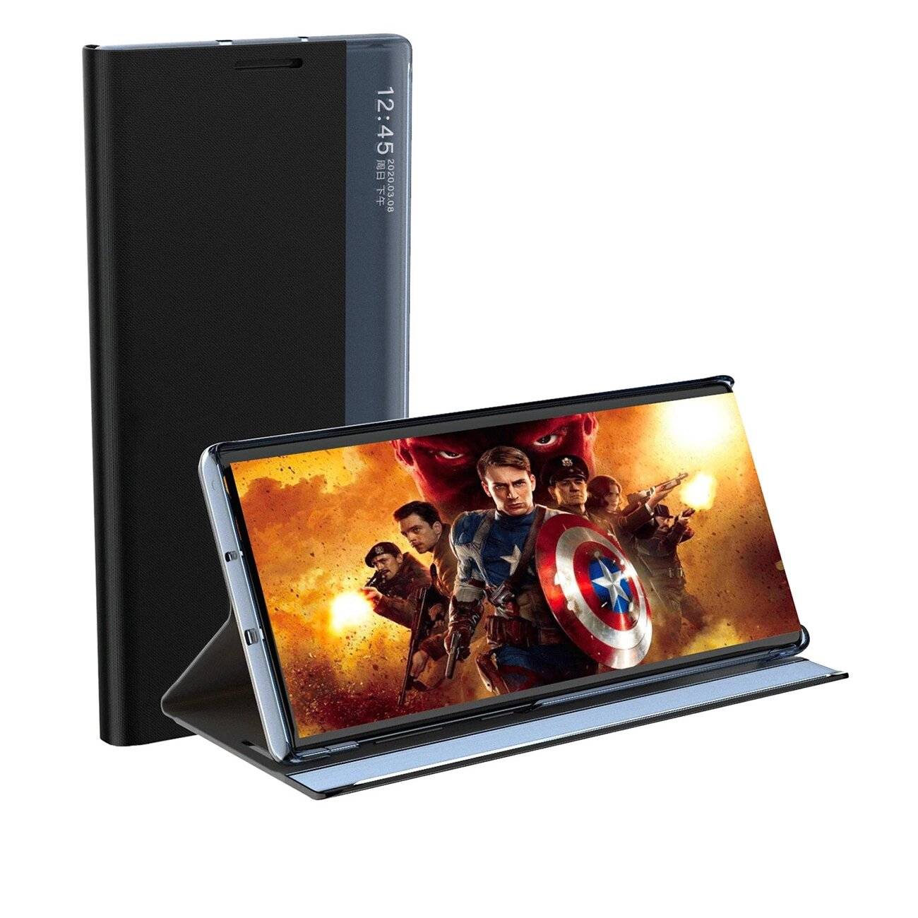 Neues Sleep View Case Klappe Ständer Samsung Galaxy A35 – Schwarz