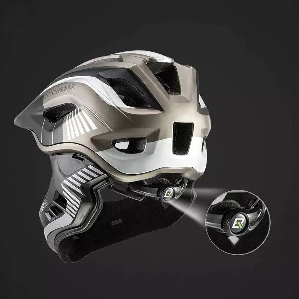 Rockbros TT-32SBTG-L Kinderfahrradhelm abnehmbarem Kinnbügel, Größe L – Grau