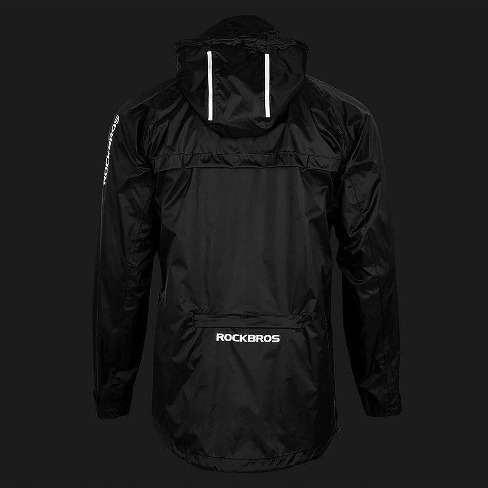 Schwarze wasserdichte Jacke mit Kapuze, mit dem Logo „ROCKBROS