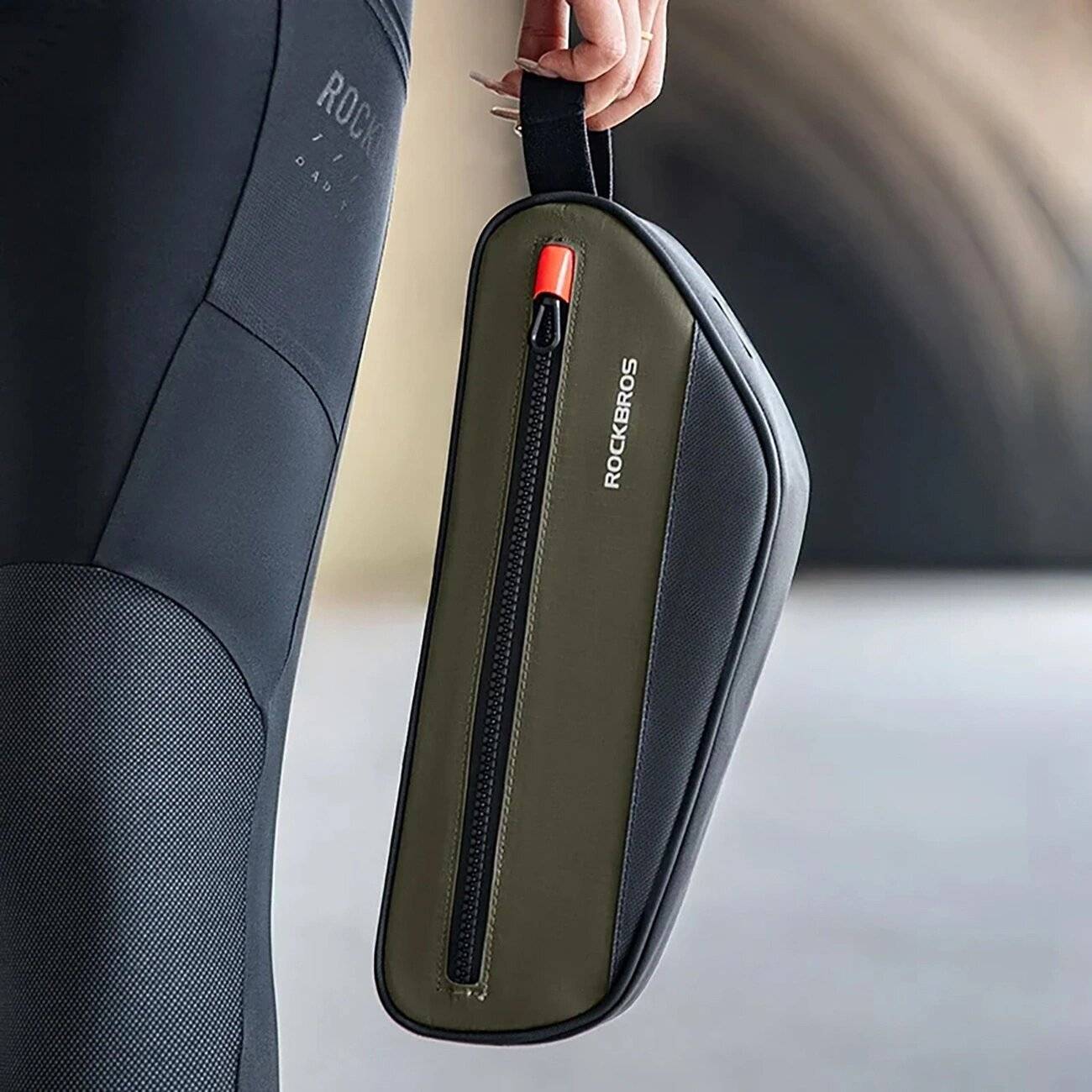 Rockbros 30120079001 Fahrradtasche 1,7 l Rahmen – Grün Schwarz