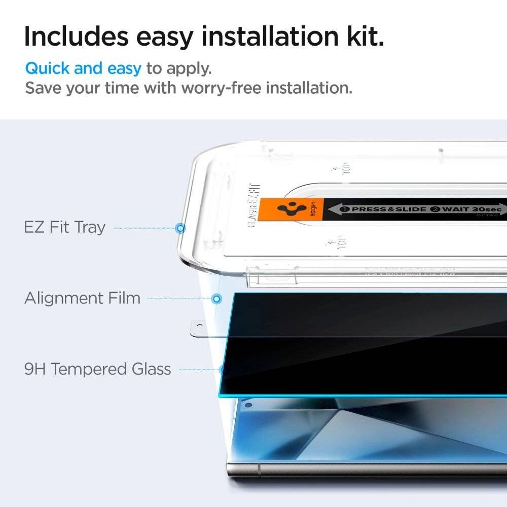 Spigen Glas.tR EZ Fit Privacy gehärtetes Glas Samsung Galaxy S24 Ultra - 2 Stk.
