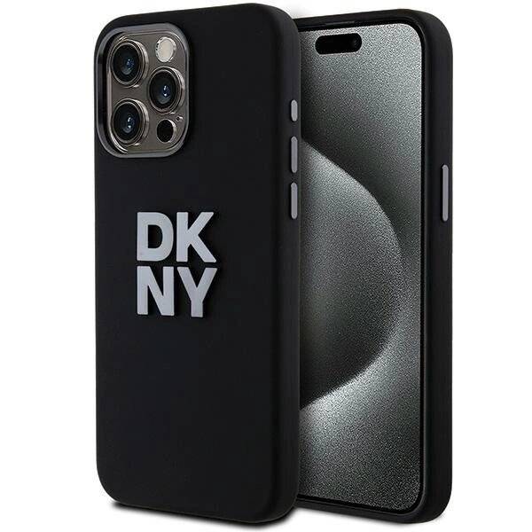 DKNY Liquid Silicone Metal Logo Hülle iPhone 15 Pro – Schwarz