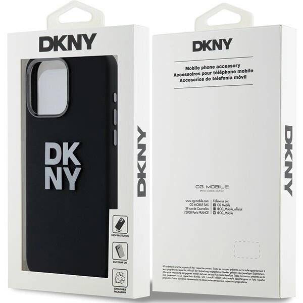 DKNY Liquid Silicone Metal Logo Hülle iPhone 15 Pro – Schwarz